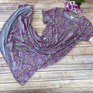 NWT Lularoe Carly XS Dress Grey Purple Flowers